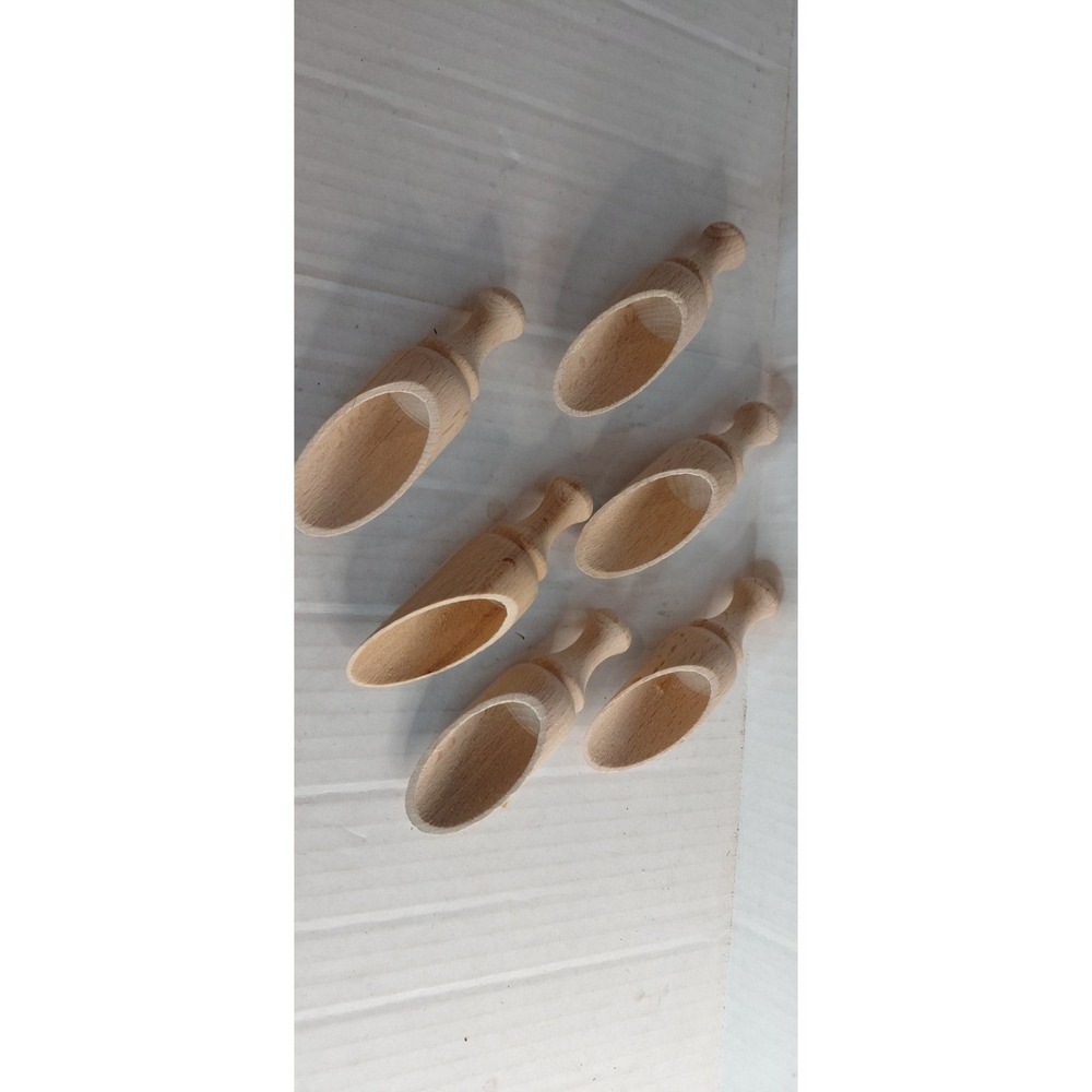 mini wooden scoops handcrafted untreated beechwood kitchen utensils Lot Of 6